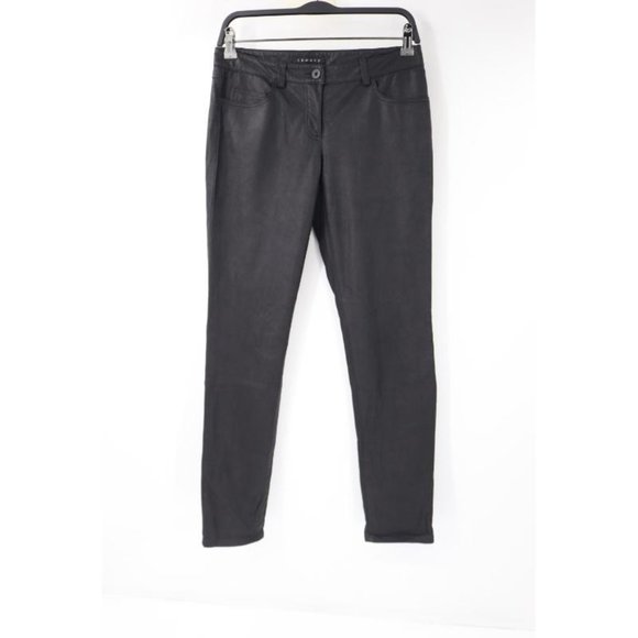 THEORY Lamb Leather Pants Size 2 Tirana Napalan black low rise jeans style - Picture 1 of 13
